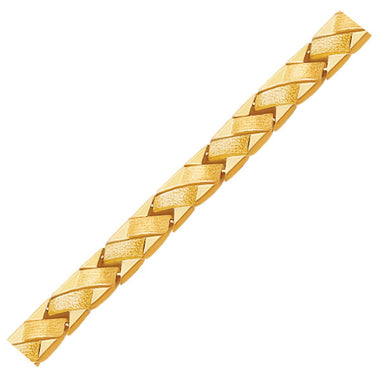 14k Yellow Gold Fancy Basket Weave Line Bracelet - 0