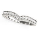 14k White Gold Bead Border Curved Diamond Wedding Band (1/4 cttw)-1