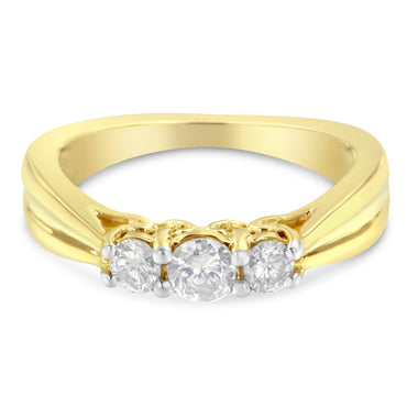 10K Yellow Gold Three-stone Diamond Ring (0.50 cttw, J-K Color, I2-I3 Clarity) - 0