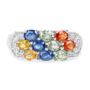 2.05 Carat Genuine Multi Sapphire .925 Sterling Silver Ring-3