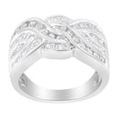 10K White Gold Diamond Bypass Ring (1 Cttw, H-I Color, I1-I2 Clarity) - Size 6-3/4-2