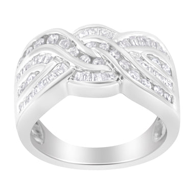 10K White Gold Diamond Bypass Ring (1 Cttw, H-I Color, I1-I2 Clarity) - Size 6-3/4 - 0