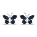 0.61 Carat Genuine Blue Sapphire .925 Sterling Silver Earrings-1