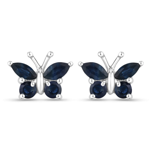 0.61 Carat Genuine Blue Sapphire .925 Sterling Silver Earrings