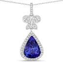 5.54 Carat Genuine Tanzanite and White Diamond 18K White Gold Pendant-1