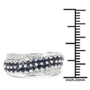 1.21 Carat Genuine Blue Sapphire and White Diamond .925 Sterling Silver Ring-3