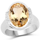 5.05 Carat Genuine Citrine and White Diamond .925 Sterling Silver Ring-1