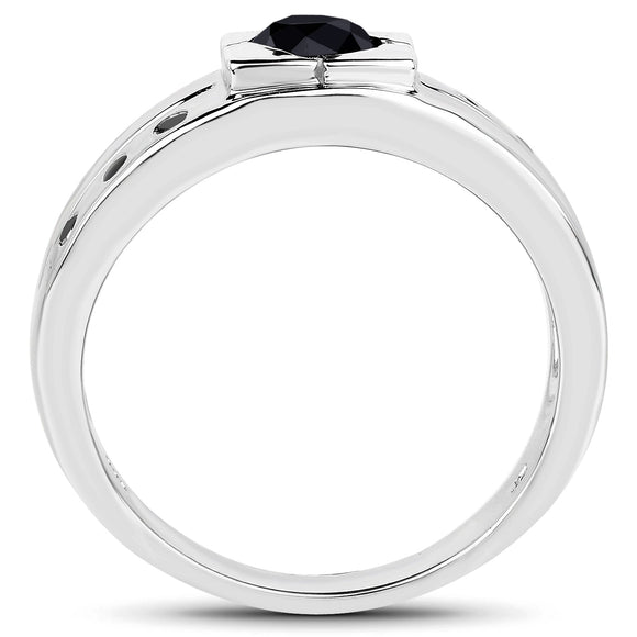 0.56 Carat Genuine Black Diamond .925 Sterling Silver Ring