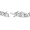 10k White Gold 2.00 Cttw Round-Cut Diamond "XOXO" Link 7" Bracelet (I-J Color, I2-I3 Clarity)-2