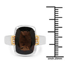 Two Tone Plated 5.51 Carat Genuine Smoky Quartz and White Topaz .925 Sterling Silver Ring-3