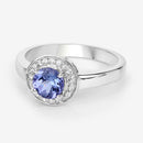 1.05 Carat Genuine Tanzanite and White Topaz .925 Sterling Silver Ring-4