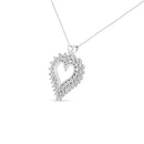 .925 Sterling Silver 4 Cttw Round-Cut Double Row Composite Diamond Heart 18" Pendant Necklace (K-L Color, I1-I2 Clarity)-2