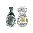 2.55 Carat Genuine Green Amethyst, Green Diamond & White Diamond .925 Sterling Silver Earrings-3