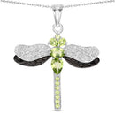 1.98 Carat Genuine Peridot and White Topaz .925 Sterling Silver Pendant-1