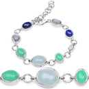 15.67 Carat Genuine Multi Stone .925 Sterling Silver Bracelet-1