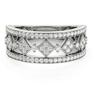Diamond Studded Square Motif Ring in 14k White Gold (1/2 cttw) - 0