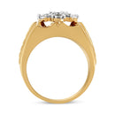 Men's 14K Yellow Gold Plated .925 Sterling Silver 1/3 Cttw Miracle-Set Floral Diamond Cluster Ring (I-J Color, I1-I2 Clarity) - Size 10-4