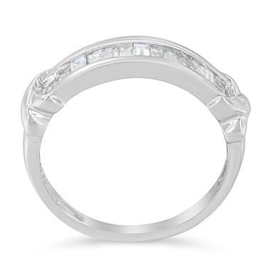 .925 Sterling Silver 1/2 Cttw Baguette Cut Diamond Channel Set X-Station Wedding Ring (H-I Color, I1-I2 Clarity) - Size 6-1/2 - 0
