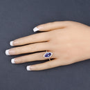 2.33 Carat Genuine Tanzanite and White Diamond 14K Yellow Gold Ring-3
