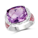 8.86 Carat Genuine Amethyst & White Topaz .925 Sterling Silver Ring-1