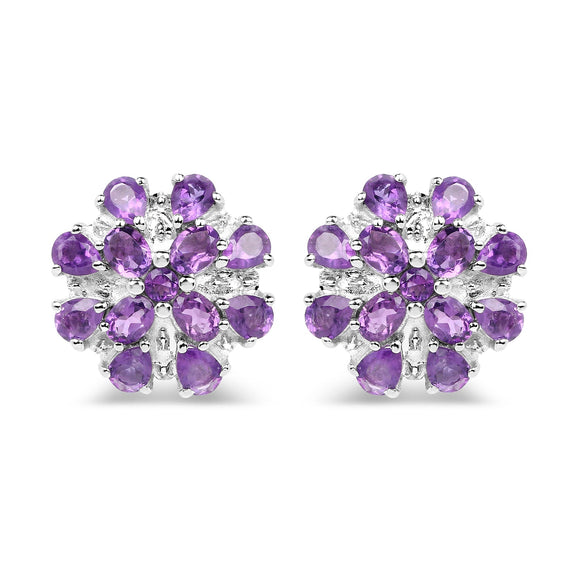 3.80 Carat Genuine Amethyst .925 Sterling Silver Earrings