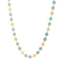 14k Yellow Gold Turquoise Geometric Mirror Gem Chain Necklace (5.00 mm)-1