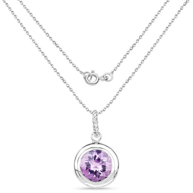 8.00 Carat Genuine Amethyst .925 Sterling Silver Pendant - 0