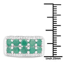 1.85 Carat Genuine Emerald and White Topaz .925 Sterling Silver Ring-3