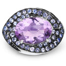 5.95 Carat Genuine Amethyst and Tanzanite .925 Sterling Silver Ring-3