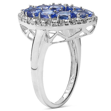 2.29 Carat Genuine Tanzanite & White Topaz .925 Sterling Silver Ring - 0