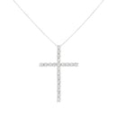 .925 Sterling Silver 4.0 Cttw Diamond 2-1/4" Cross Pendant with Box Chain Necklace (I-J Color, I1-I2 Clarity) - 18"-2