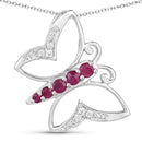 0.62 Carat Genuine Ruby and White Zircon .925 Sterling Silver Necklace-1