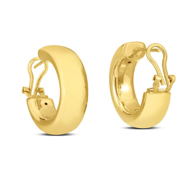 14k Yellow Gold Large Omega C Hoops - 0