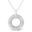 .925 Sterling Silver Prong-Set Diamond Accent Satin Finished Double Circle 18" Pendant Necklace (I-J Color, I1-I2 Clarity)-1