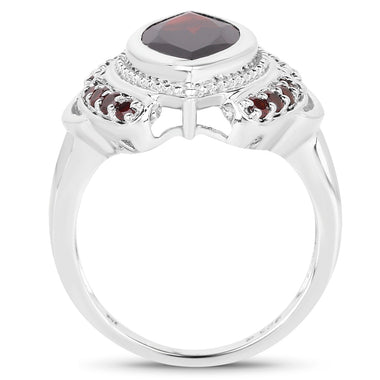 4.06 Carat Genuine Garnet .925 Sterling Silver Ring - 0