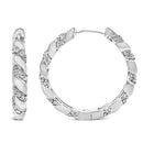 14K White Gold 1 1/5 Cttw Lab Grown Diamond Swirl Design 1" Inch Hoop Earrings (F-G Color, VS1-VS2 Clarity)-3