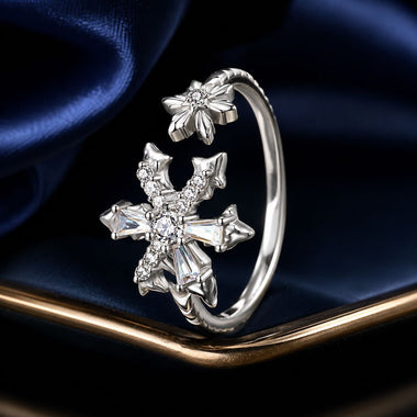 925 Sterling Silver Ring with White Gold Plating and CZ for Women