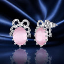 925 Sterling Silver White Gold Plated Earrings with Transparent Glass, 1.6x1.2cm for Women-1