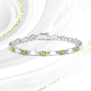 7.92 Carat Genuine Peridot and Opal .925 Sterling Silver Bracelet-2