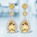 7.06 Carat Genuine Citrine and White Topaz .925 Sterling Silver Earrings-2