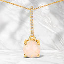 0.53 Carat Genuine Ethiopian Opal and White Diamond 10K Yellow Gold Pendant-1