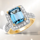14K Yellow Gold Plated 5.03 Carat Genuine London Blue Topaz and White Topaz .925 Sterling Silver Ring-1