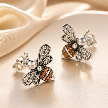 925 Sterling Silver Earrings with Pavé Setting CZ - 1.2x1.4cm for Women - 0