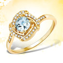 0.46 Carat Genuine Aquamarine and White Diamond 14K Yellow Gold Ring-1