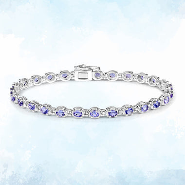 4.59 Carat Genuine Tanzanite .925 Sterling Silver Bracelet - 0