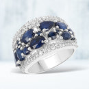 3.61 Carat Genuine Blue Sapphire and White Zircon .925 Sterling Silver Ring-1