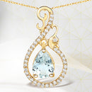 0.76 Carat Genuine Aquamarine and White Diamond 14K Yellow Gold Pendant-1