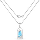 4.57 Carat Genuine Swiss Blue Topaz & White Topaz .925 Sterling Silver Pendant-2