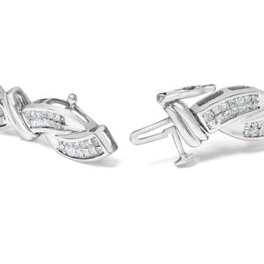 14K White Gold 4.0 Cttw Invisble Set Princess-Cut Diamond Wave Style Link Bracelet (H-I Color, SI2-I1 Clarity) - 7" - 0