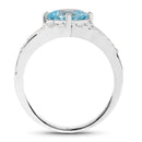 2.06 Carat Genuine Blue Topaz and White Topaz .925 Sterling Silver Ring-2